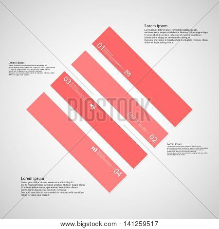 Rhombus Illustration Template Consists Of Four Red Parts On Light Background