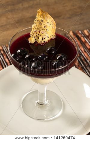 Italian Dessert Pannacotta With Redfruit.