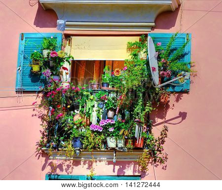 houses in the historic center of Genoa