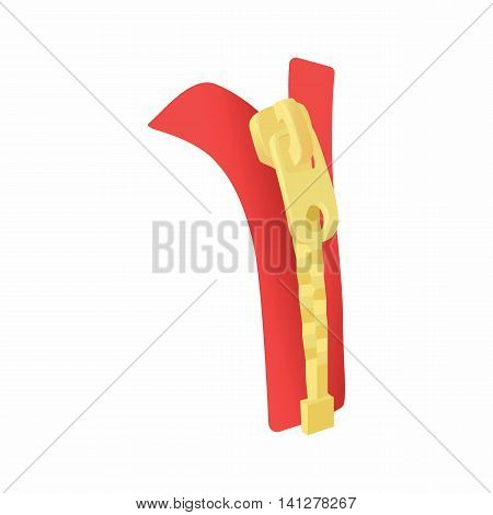 Zipper with lock icon in cartoon style isolated on white background. Sewing tool symbol