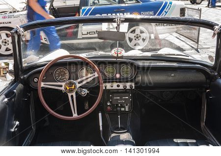 Nurnberg Bavaria / Germany - July 19th 2014: white Honda S 800 sportscar at Sud - Rallye- Historic event in Nurnberg