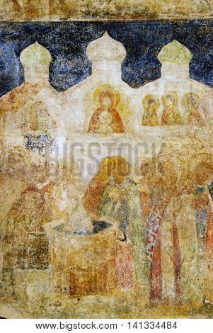 Arkhangel's church facade. Moscow Kremlin. UNESCO World Heritage Site.