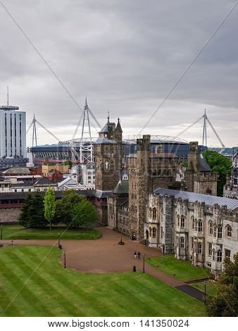 Main Range Of Cardiff Castle In Cardiff  Wales