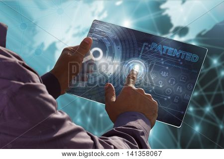 Business, Technology, Internet And Network Concept . Young Business Man Working On The Tablet Of The