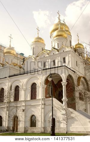 Arkhangel's church in winter. Moscow Kremlin. UNESCO World Heritage Site.