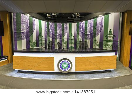LONDON,THE UK-MAY 2016: In the press room at Wimbledon
 courts