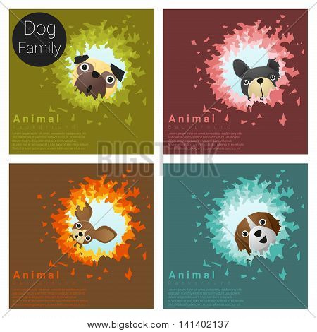 Cute animal family background with Dogs, vector , illustration