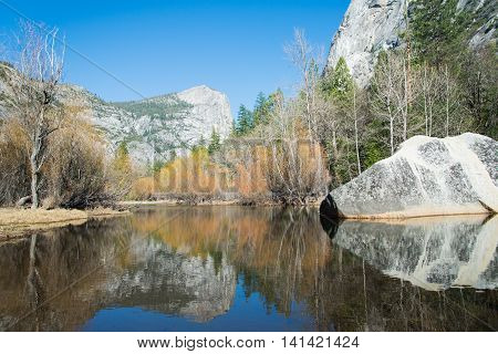 Mirror Lake, beautiful and calm, Yosemite National Park