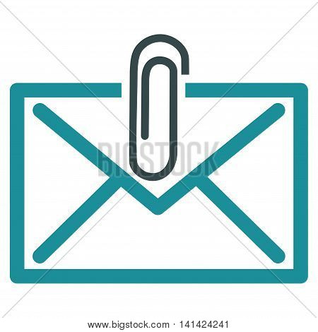 Mail Attachement vector icon. Style is bicolor flat symbol, soft blue colors, rounded angles, white background.