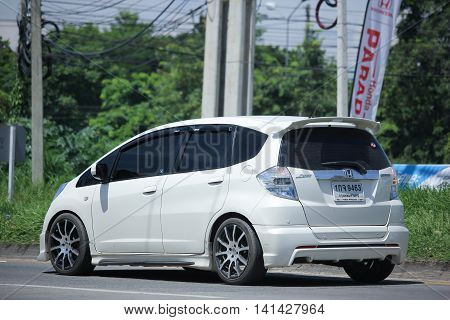 CHIANGMAI THAILAND -JULY 27 2016: Private car Honda Jazz Hybrid. On road no.1001 8 km from Chiangmai Business Area.