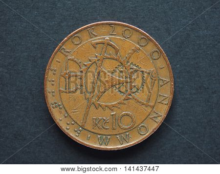 10 Czech Koruna (czk) Coin, Currency Of Czech Republic (cz)