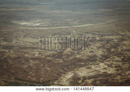 dead sea valley view from above it.