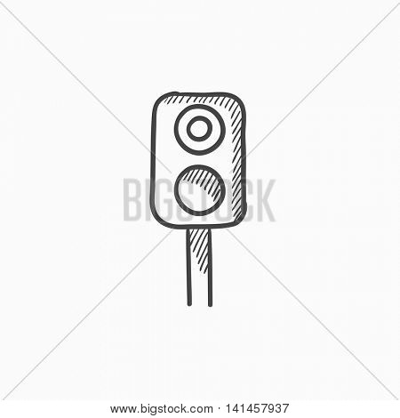 Railway traffic light vector sketch icon isolated on background. Hand drawn Railway traffic light icon. Railway traffic light sketch icon for infographic, website or app.