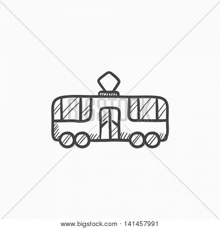 Tram vector sketch icon isolated on background. Hand drawn Tram icon. Tram sketch icon for infographic, website or app.