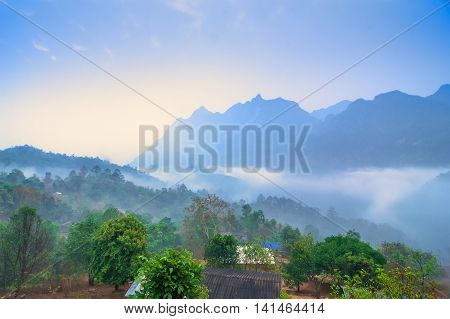 Doi Luang Chiang Dao is topten of travel in north of thailand Beautiful landscape view as background