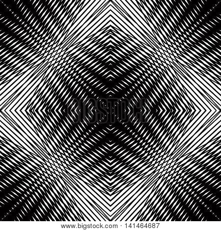 Geometric monochrome stripy overlay seamless pattern black and white vector abstract background.
