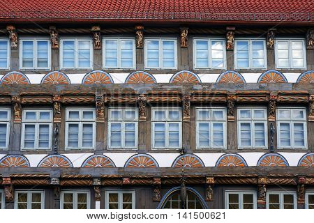 Old medieval building in the Weser Renaissance style in Hameln, Germany.