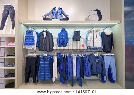 SHENZHEN, CHINA - FEBRUARY 05, 2016: inside of a store at KK Mall in Shenzhen. Shenzhen has excellent shopping choices and offers tourists great shopping opportunities.