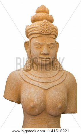 Naked Body Women isolated white background Museum of Cham Sculpture