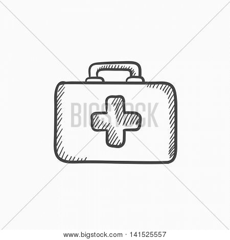 First aid kit vector sketch icon isolated on background. Hand drawn First aid kit icon. First aid kit sketch icon for infographic, website or app.