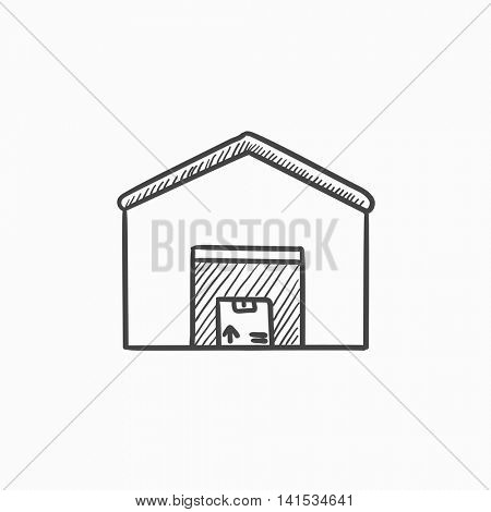 Warehouse vector sketch icon isolated on background. Hand drawn Warehouse icon. Warehouse sketch icon for infographic, website or app.