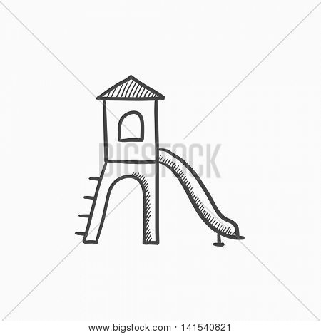 Playground with slide vector sketch icon isolated on background. Hand drawn Playground with slide icon. Playground with slide sketch icon for infographic, website or app.