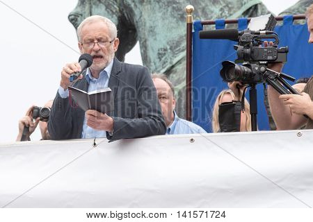LIVERPOOL, United Kingdom: Aug 1st 2016 - Labour leader Jeremy Corbyn at a rally in Liverpool