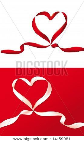 Dar czerwony i biały celebracja wstążki w sercu