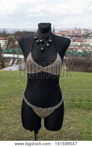 KRAKOW; POLAND - MARCH 29; 2016:; The mediaeval bikini at Rekawka - Polish tradition; celebrated in Krakow on Tuesday after Easter. Currently has the character of festival historical reconstruction