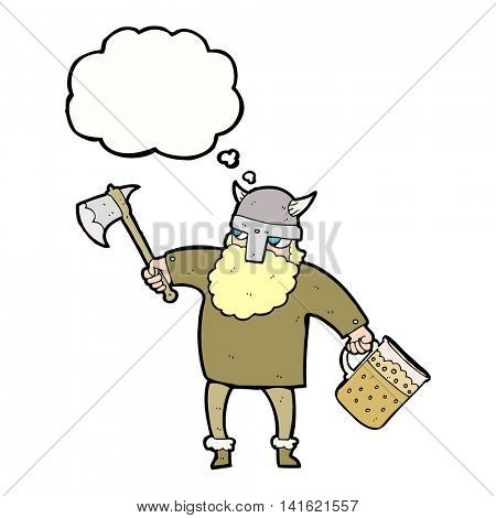 freehand drawn thought bubble cartoon drunk viking