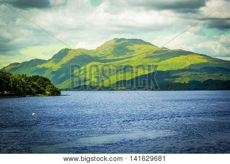Beautiful landscape at Loch Lomond lake in Luss Argyll&Bute in Scotland UK
