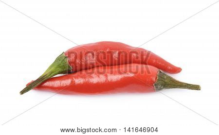 Few red italian peppers, composition isolated over the white background