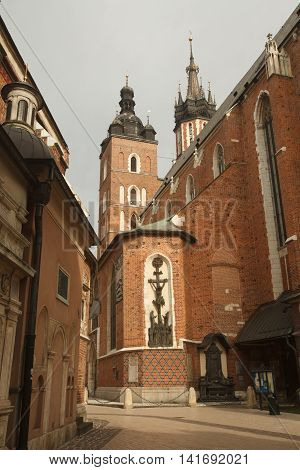 Church Of Our Lady Assumed Into Heaven (st. Mary's Church) Rear View. Krakow, Poland