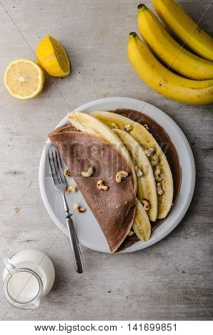 Chocolate Crepes With Banana