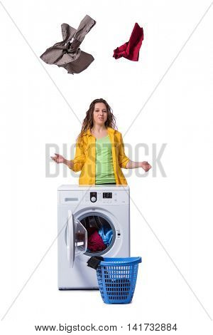 Woman feeling sressed after doing dirty laundry