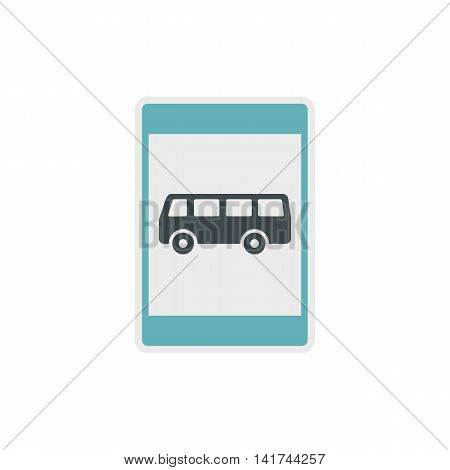 Bus stop sign icon in flat style on a white background