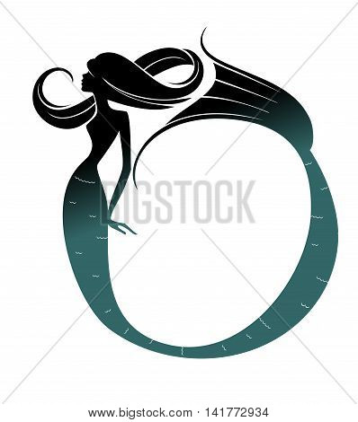 A mermaid  silhouette  isolated on a white background