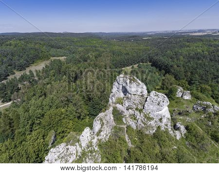 Limestone Rock In Jura Krakowsko-czestochowska. Poland. View From Above.