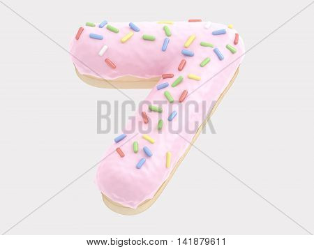 The font in the form of a donut with pink cream and multi-colored candy