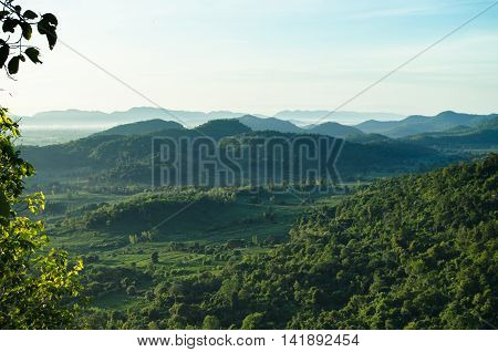 forest and blue sky is background in Thailand
