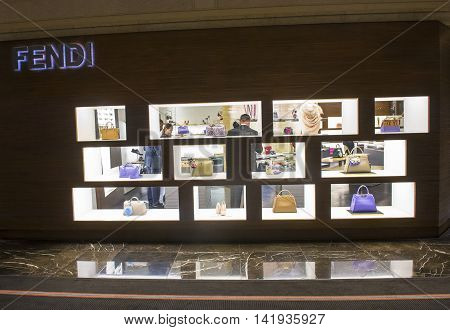 LAS VEGAS - MAY 21 : Exterior of a Fendi store in Las Vegas strip on May 21 2016. Fendi is a multinational luxury goods brand owned by LVMH Moet Hennessy Louis Vuitton.