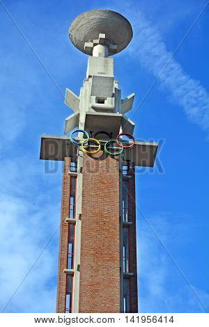 AMSTERDAM NETHERLAND OCTOBER 3 2015:The Amsterdam Olympic Cauldron of Games of the IX Olympiad beside the Olympic Stadium was built as the main stadium for the 1928 Summer Olympics