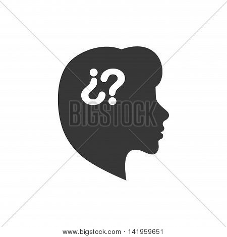question mark woman head ask why icon. Isolated and flat illustration. Vector graphic