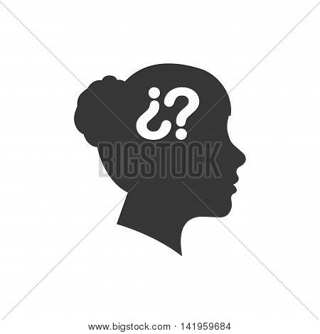 question mark woman head ask why icon. Isolated and flat illustration. Vector graphic