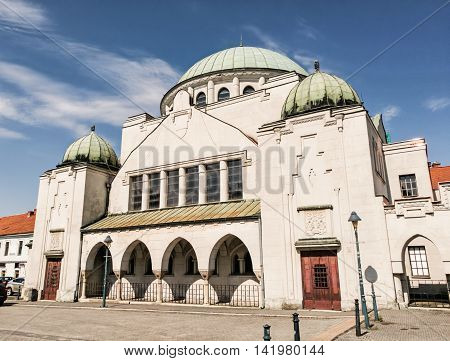 Synagogue in Trencin Slovak republic. Architectural theme. Place for worship. Religious architecture.