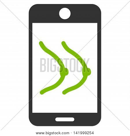 Mobile Erotics vector icon. Style is bicolor flat symbol, eco green and gray colors, rounded angles, white background.