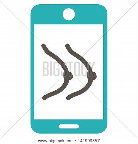 Mobile Erotics vector icon. Style is bicolor flat symbol, grey and cyan colors, rounded angles, white background.