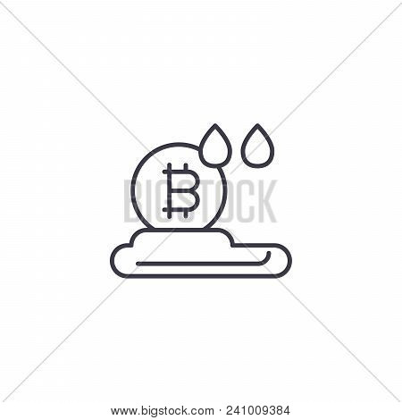 Bitcoin Cloud Mining Line Icon, Vector Illustration. Bitcoin Cloud Mining Linear Concept Sign.