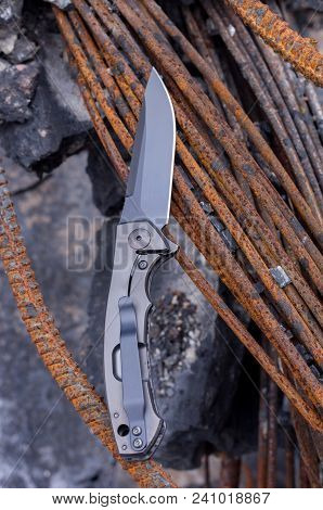 Industrial Knife. Knife At The Construction Site.