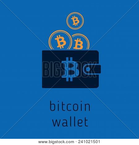 Vector Bitcoin Wallet With Coins, Cryptocurrency In The Wallet. Bitcion Coins In The Wallet Vector I